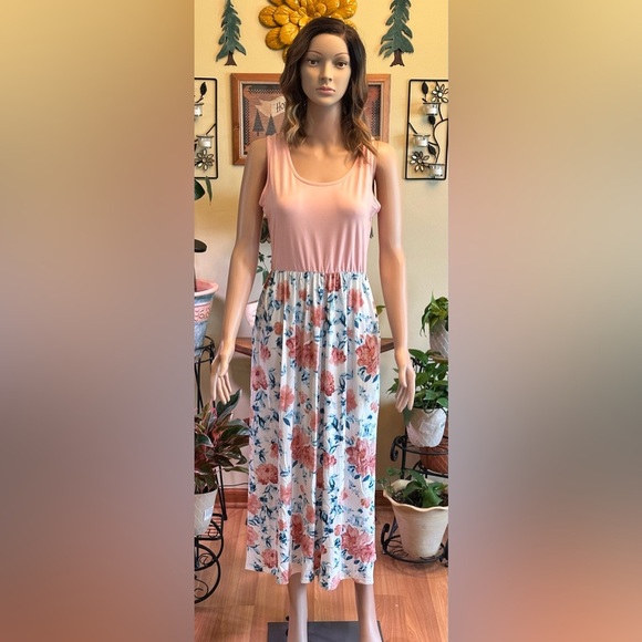 NWT Wneedu Womens Maxi Dress Size Small Hawaiian Floral Print Casual Sleeveless - Picture 7 of 14
